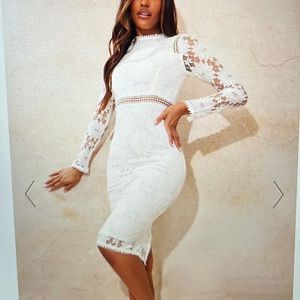 PLT White long sleeve lace body on dress